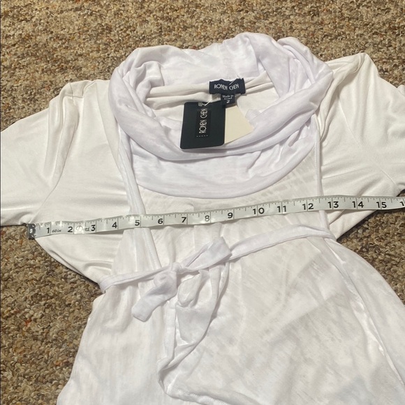 Ronen Chen Womens White Alona Cowl Neck Wrap Top sz 2 - Picture 3 of 10